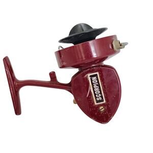 Scorpion Burgundy Metal Spinning Fishing Reel Made in Korea Works Ocean Lake
